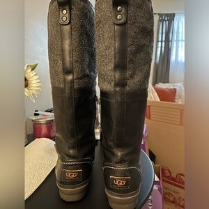 UGG Elsa Tall Black Waterproof Leather Boots
